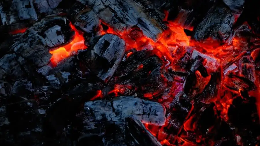 Red hot wood coals