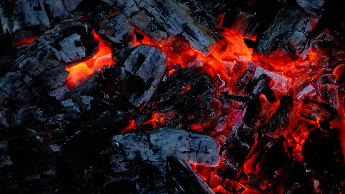 Red hot wood coals