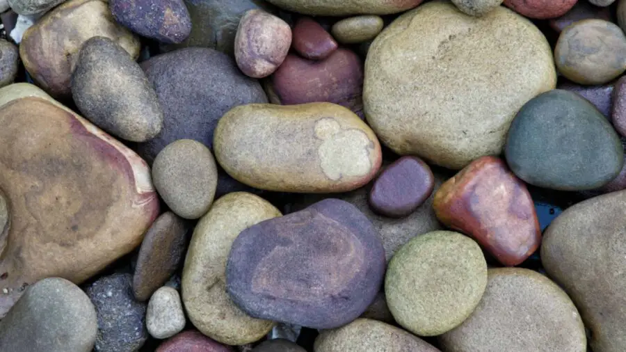 Colorful river rocks.